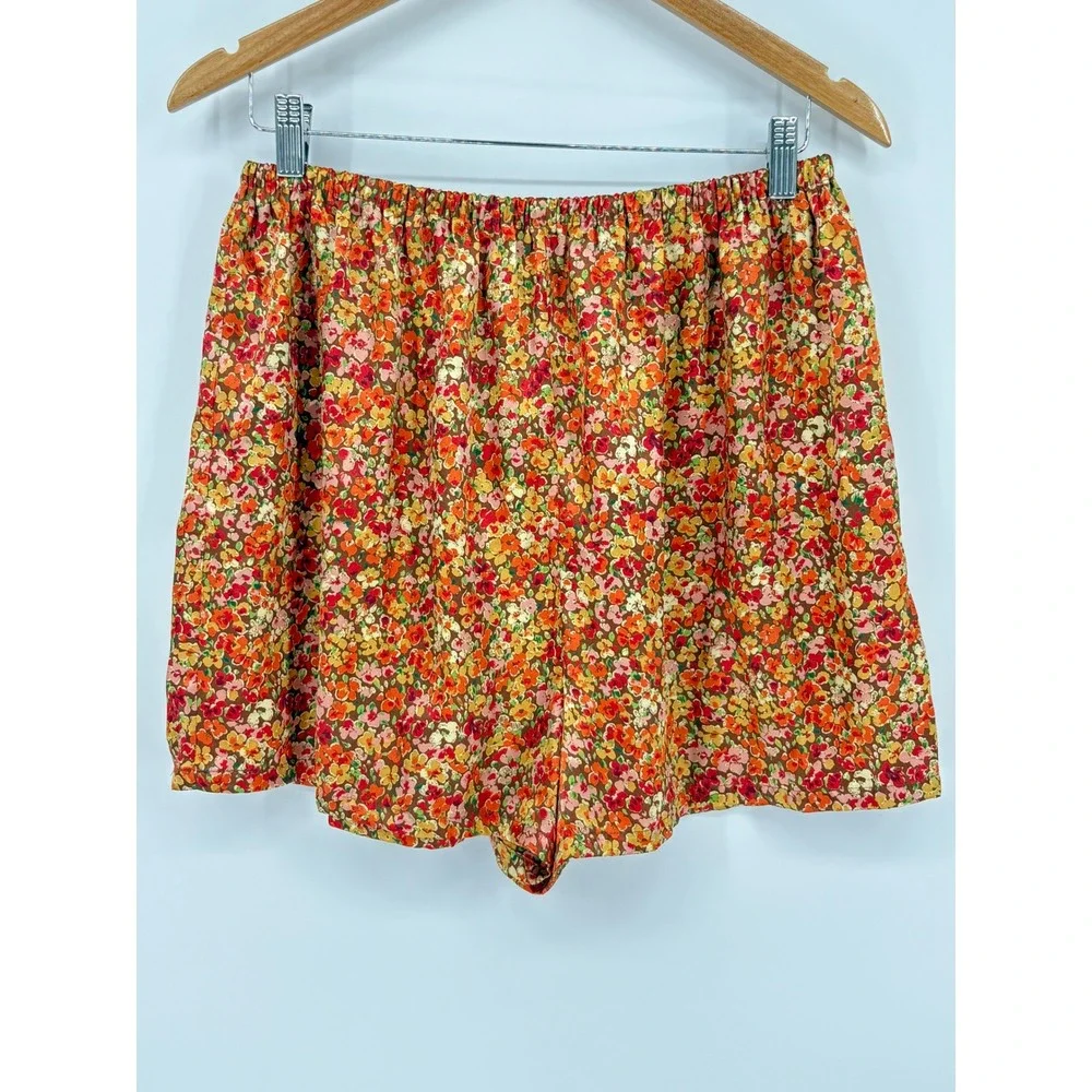 Vintage Victoria's Secret Floral Pajama Set Short Sleeve Shorts Large Gold Tag